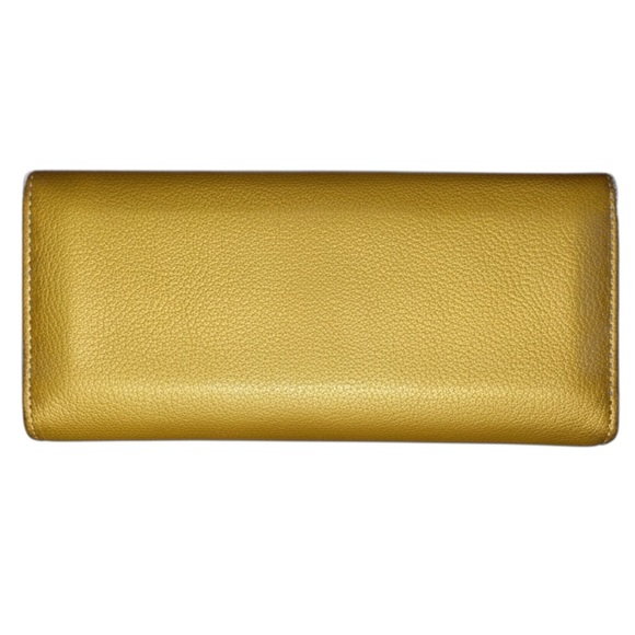 Jimmy Choo Star-Studded Metallic Pastel Yellow Long Flap Leather Wallet and COA - Picture 3 of 16